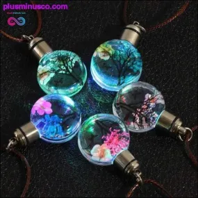 1PC Trendy Dried Flowers Necklace LED Luminous Flower