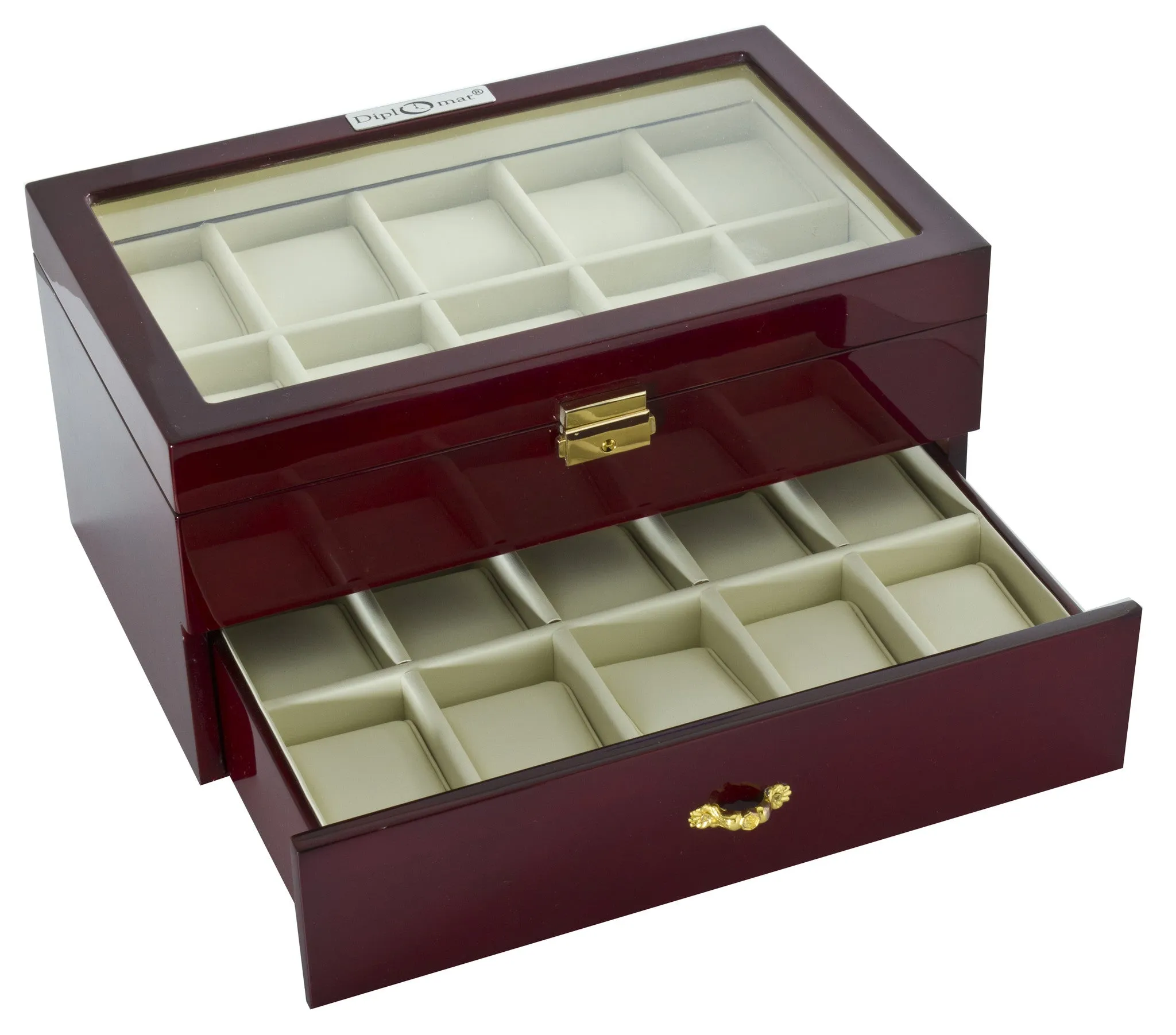 (20) Diplomat Glossy Rosewood Watch Box