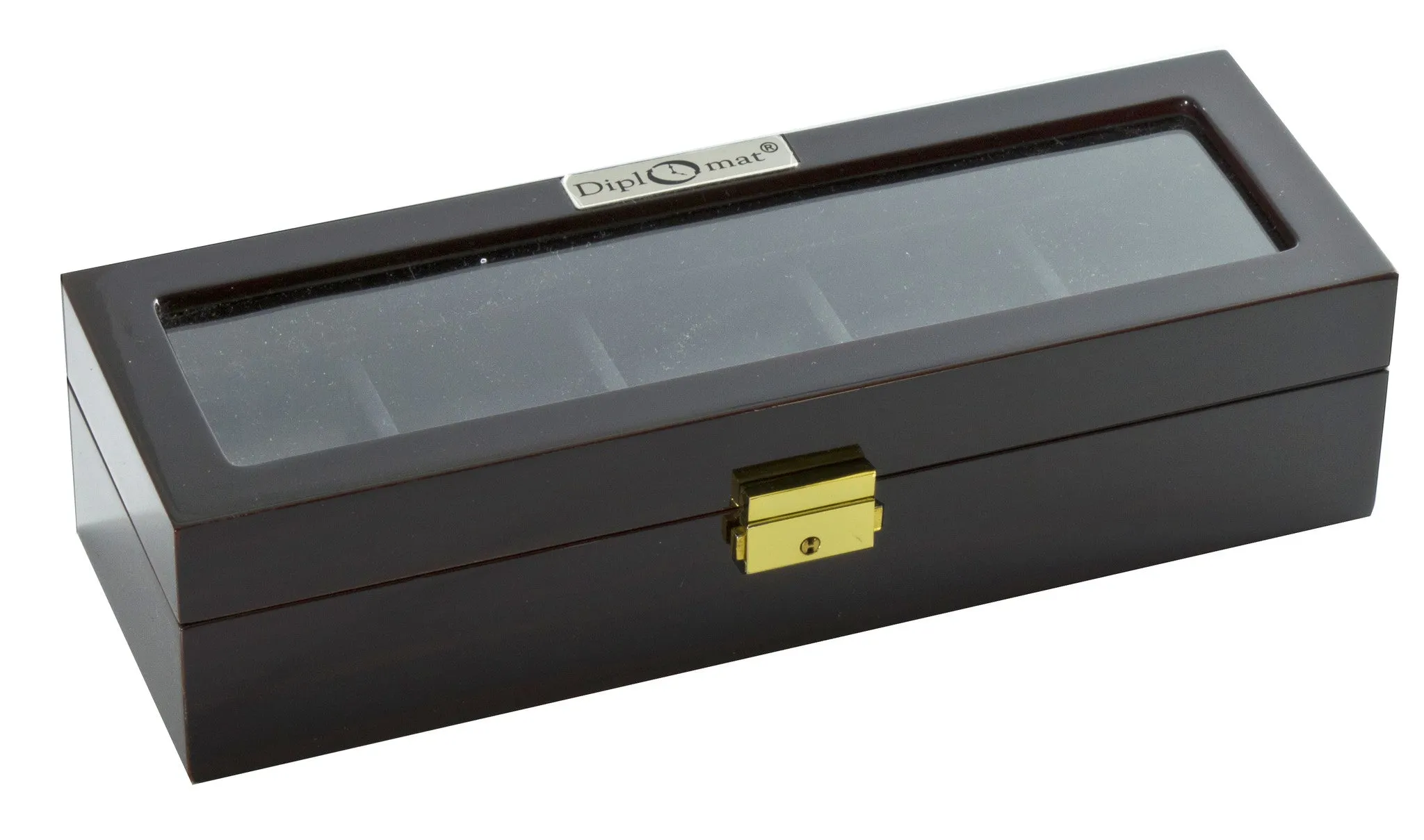 (5) Glossy Dark Ebony wood Watch Box