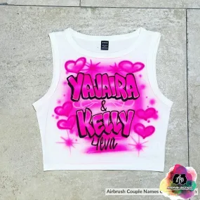 Airbrush Couple Names Crop Top Design