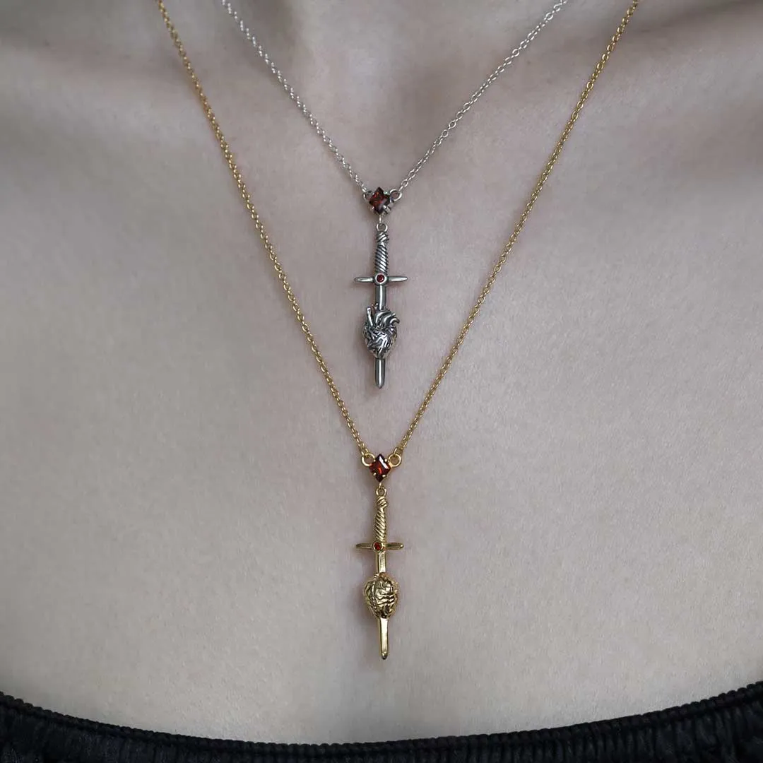 ALL MY HEART. Sword & Heart Necklace - Silver