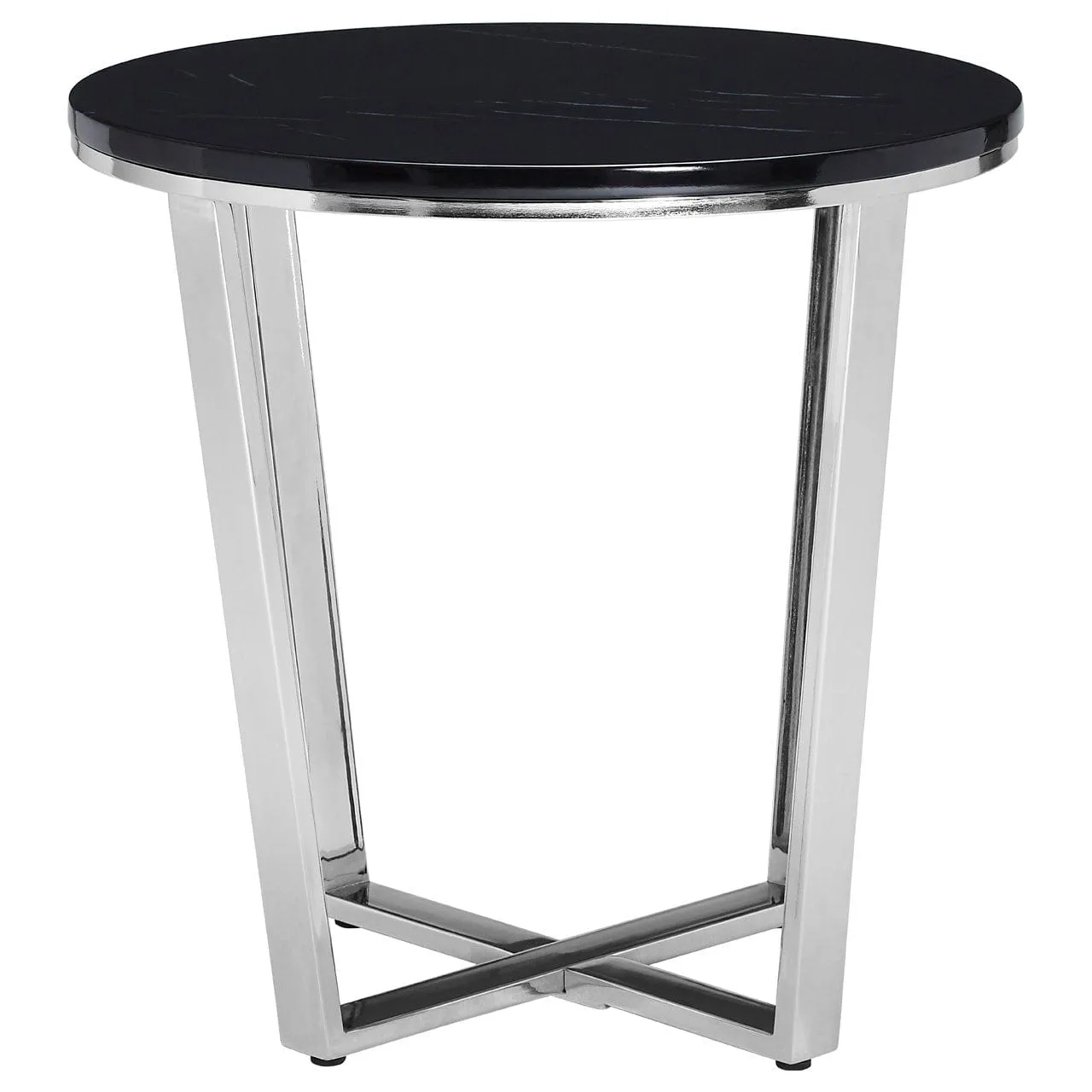 Allure Round Black Faux Marble End Table