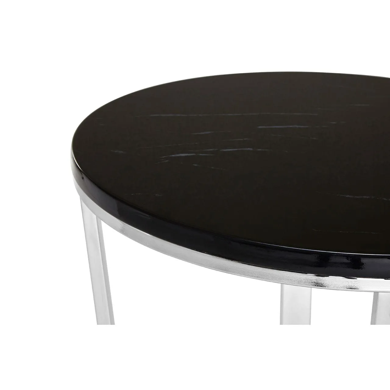 Allure Round Black Faux Marble End Table