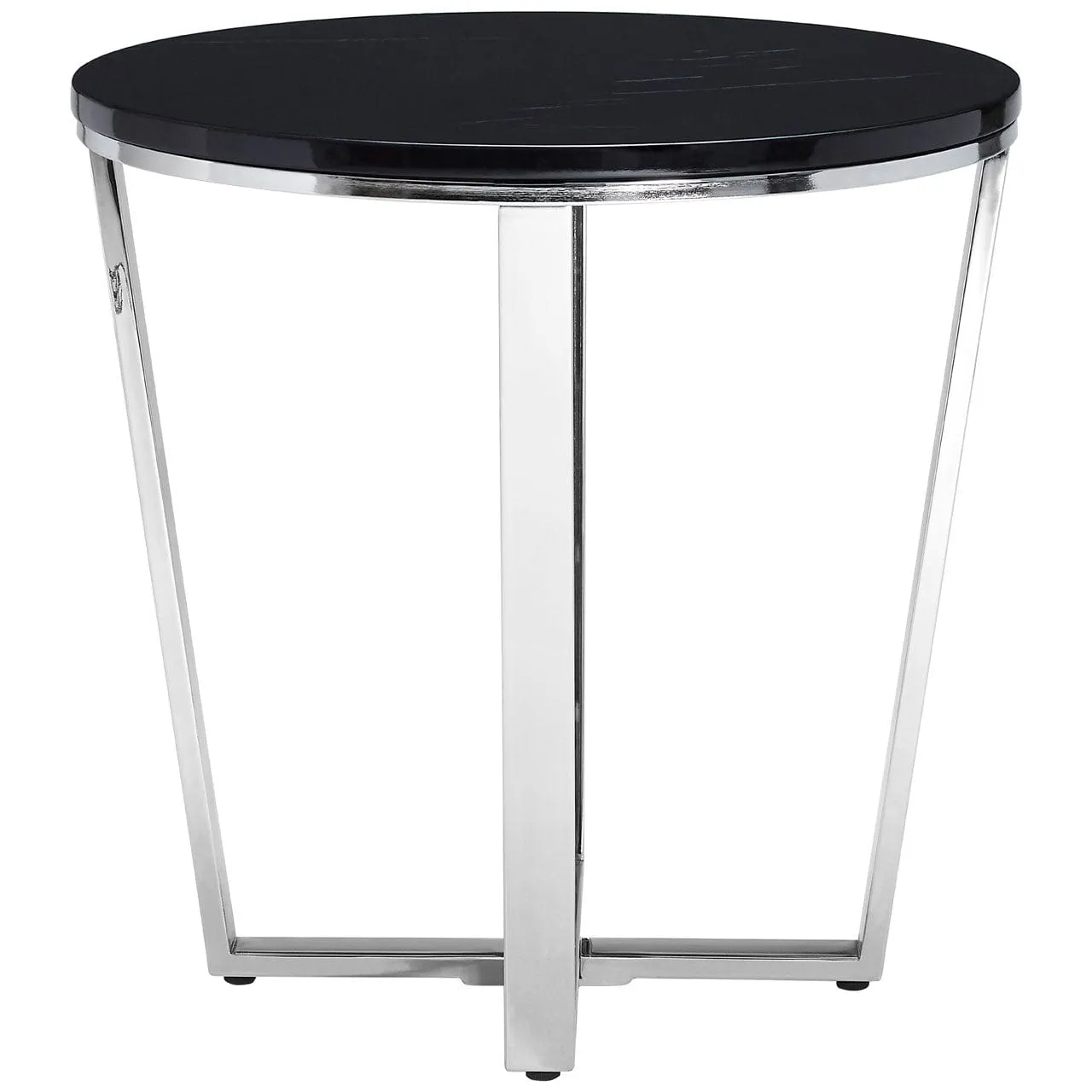 Allure Round Black Faux Marble End Table