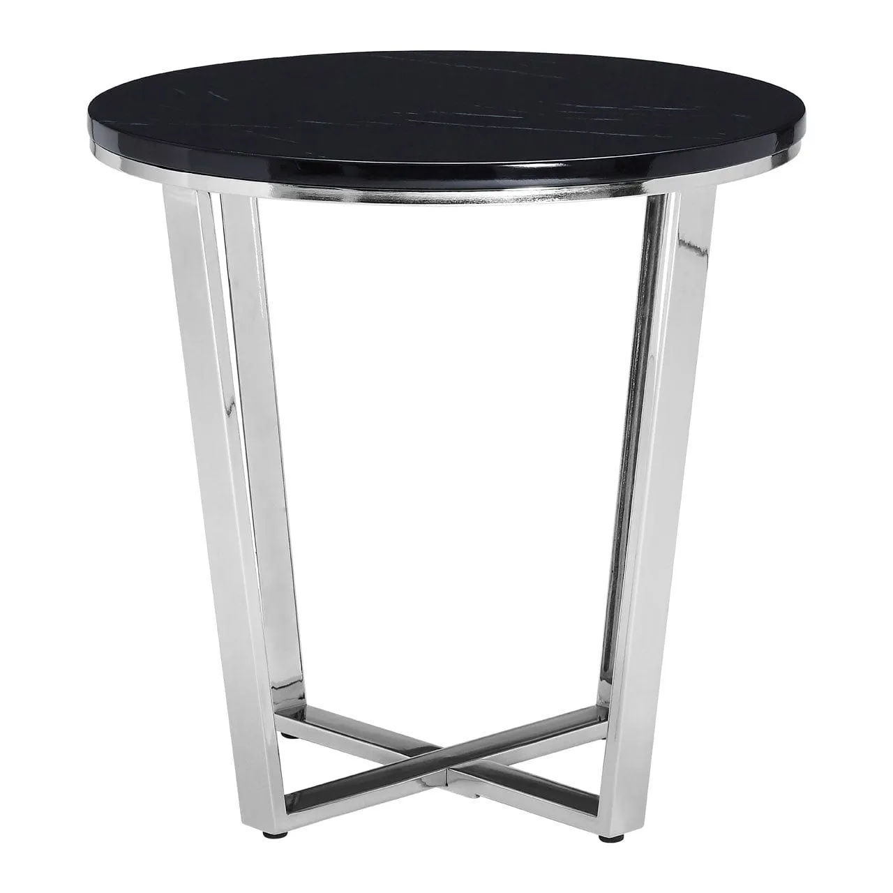 Allure Round Black Faux Marble End Table