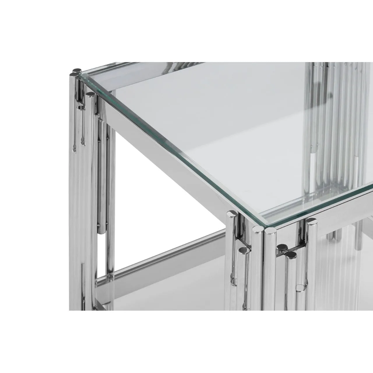 Allure Silver Linear Design End Table