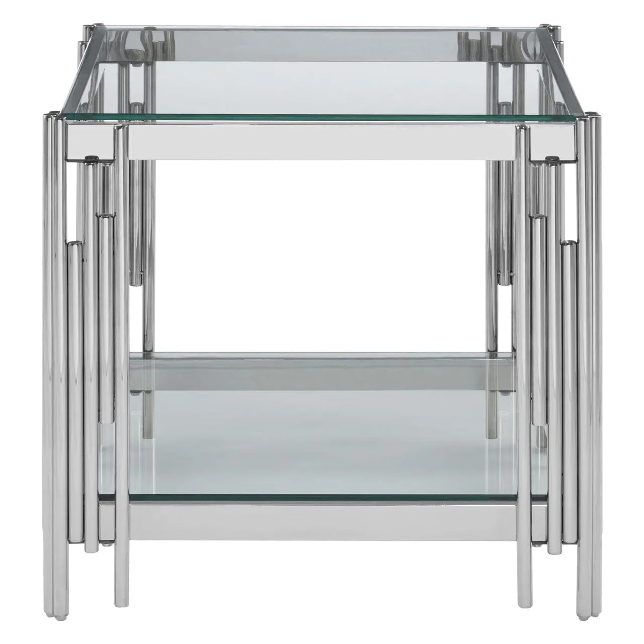 Allure Silver Linear Design End Table