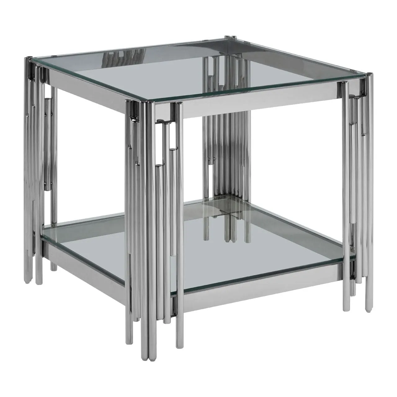 Allure Silver Linear Design End Table