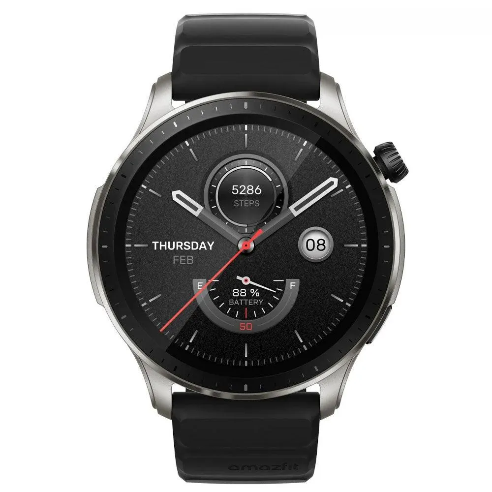 Amazfit GTR 4 Smart Watch (46mm - GPS) Aluminum Case With Superspeed Black Fluoroelastomer strap