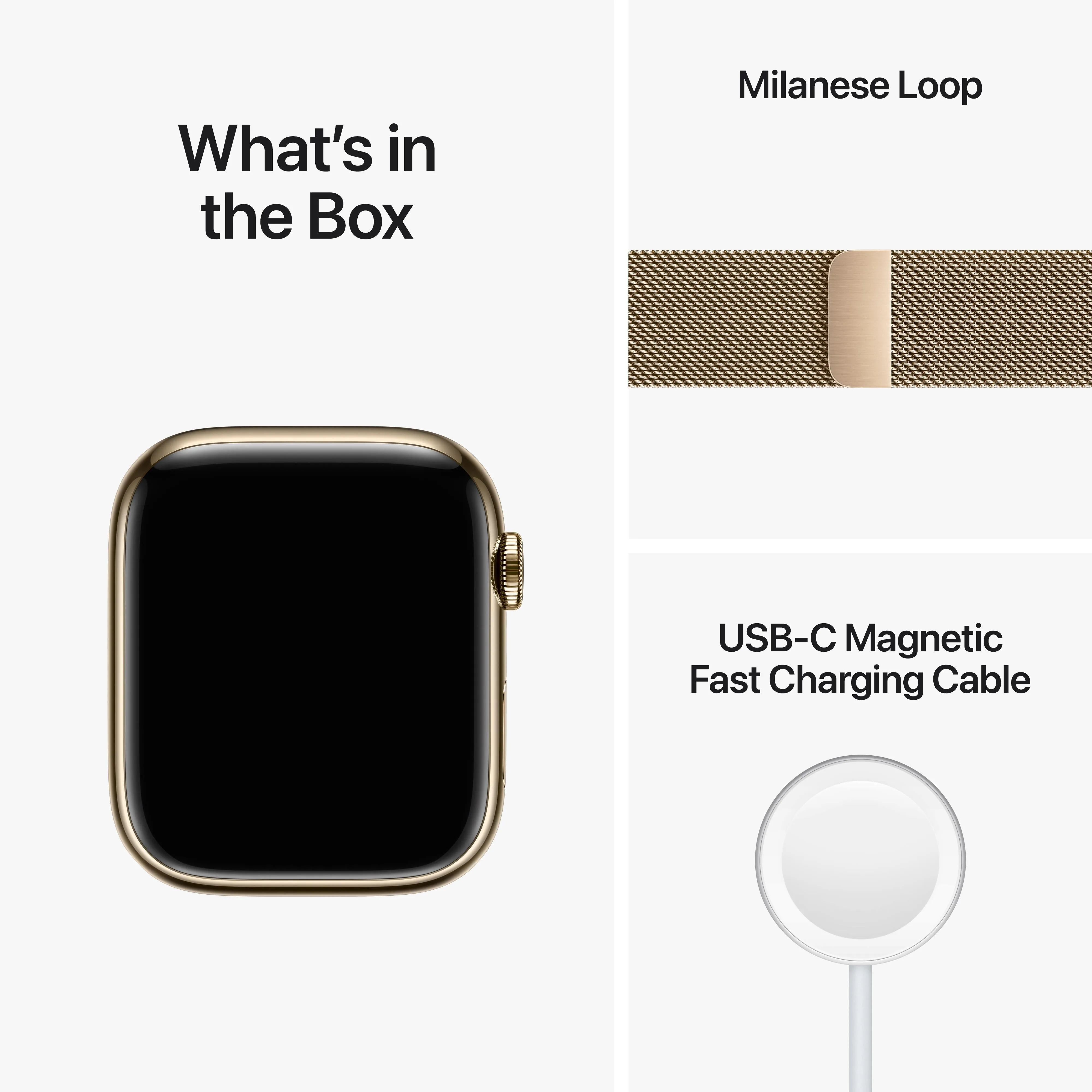 Apple Watch Series 8 GPS   Cellular 45mm Gold Stainless Steel Case with Gold Milanese Loop