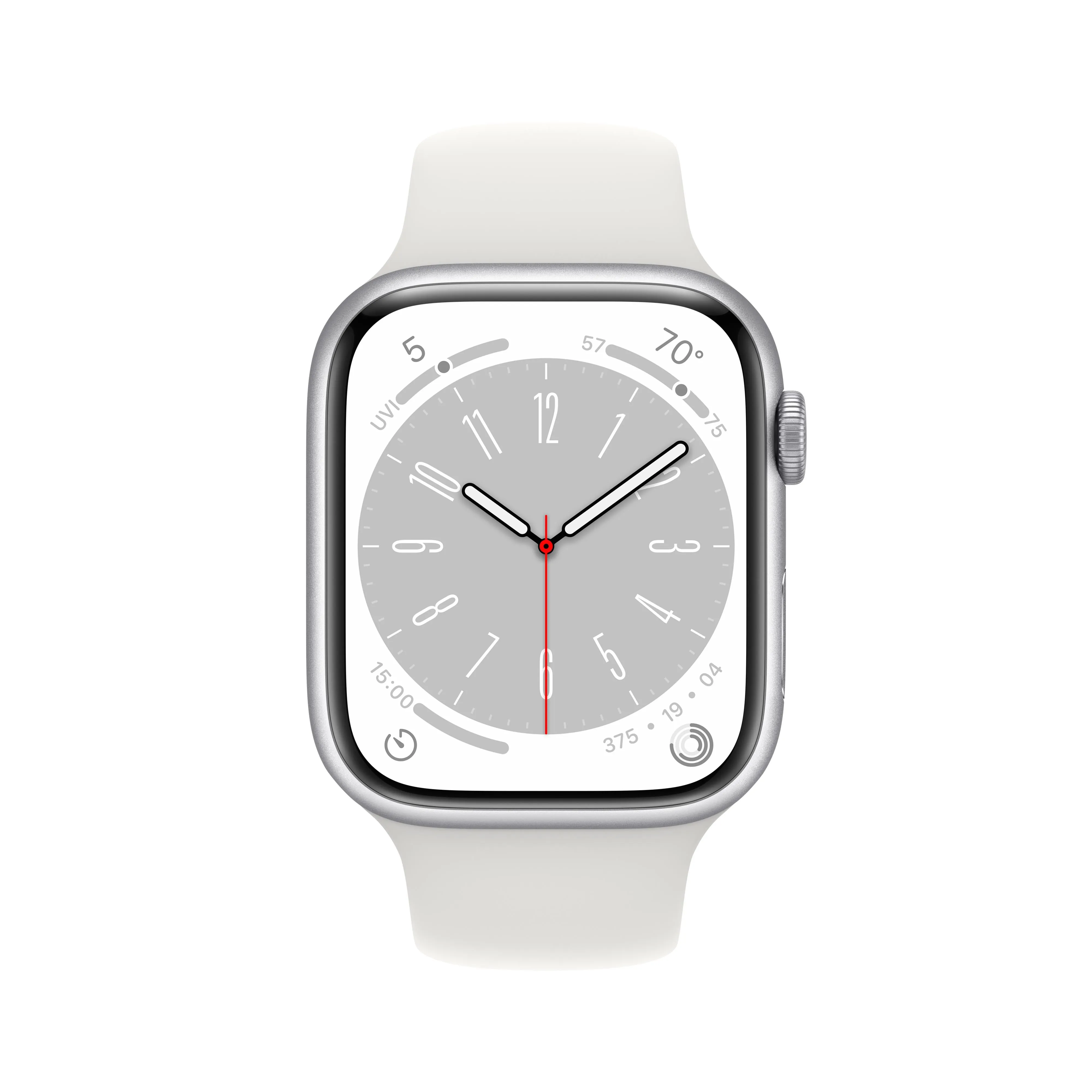 Apple Watch Series 8 GPS   Cellular 45mm Silver Aluminium Case with White Sport Band - Regular