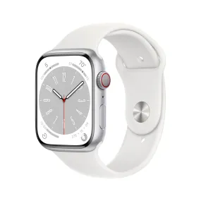 Apple Watch Series 8 GPS   Cellular 45mm Silver Aluminium Case with White Sport Band - Regular