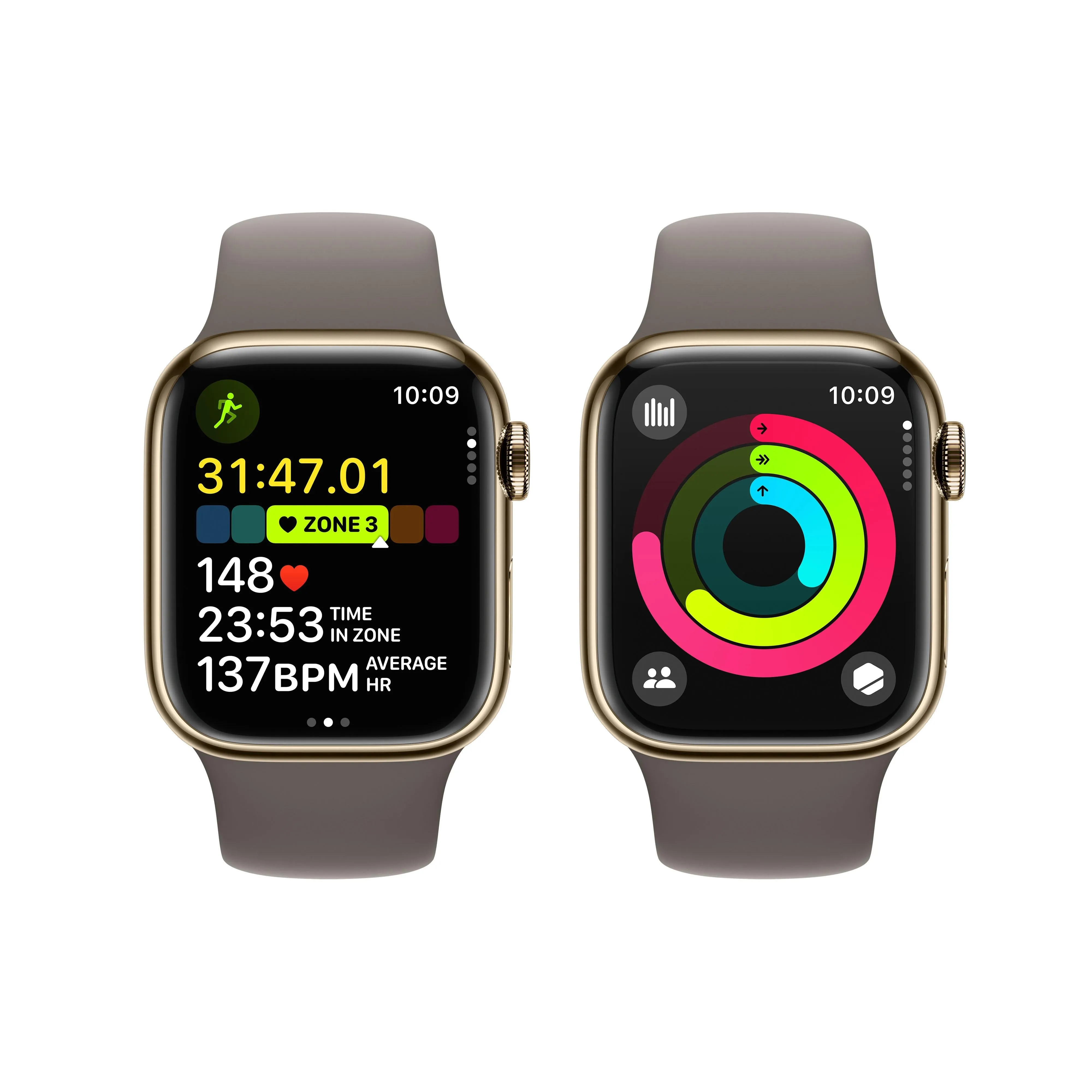 Apple Watch Series 9 GPS   Cellular 41mm Gold Stainless Steel Case with Clay Sport Band - M/L