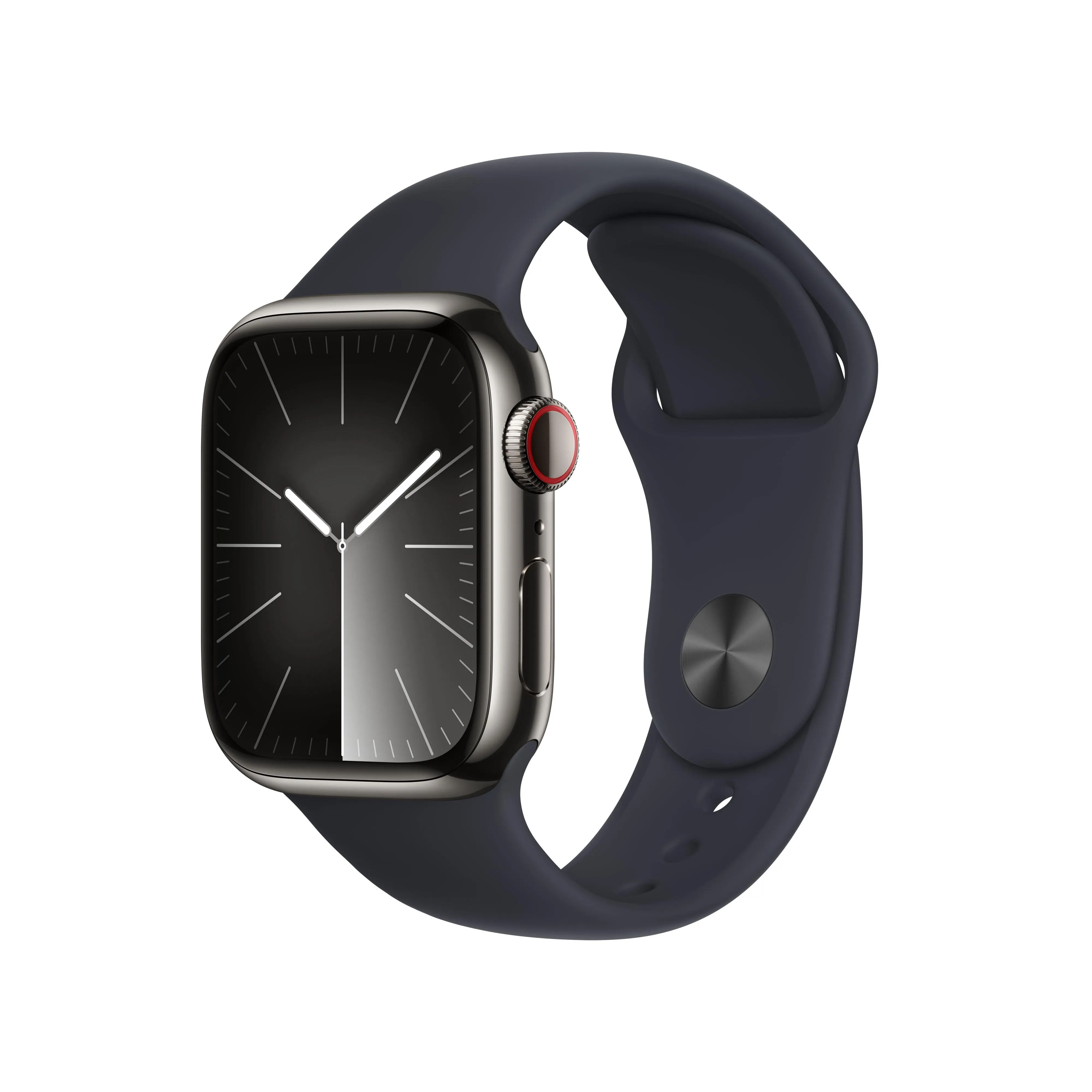 Apple Watch Series 9 GPS   Cellular 41mm Graphite Stainless Steel Case with Midnight Sport Band - M/L