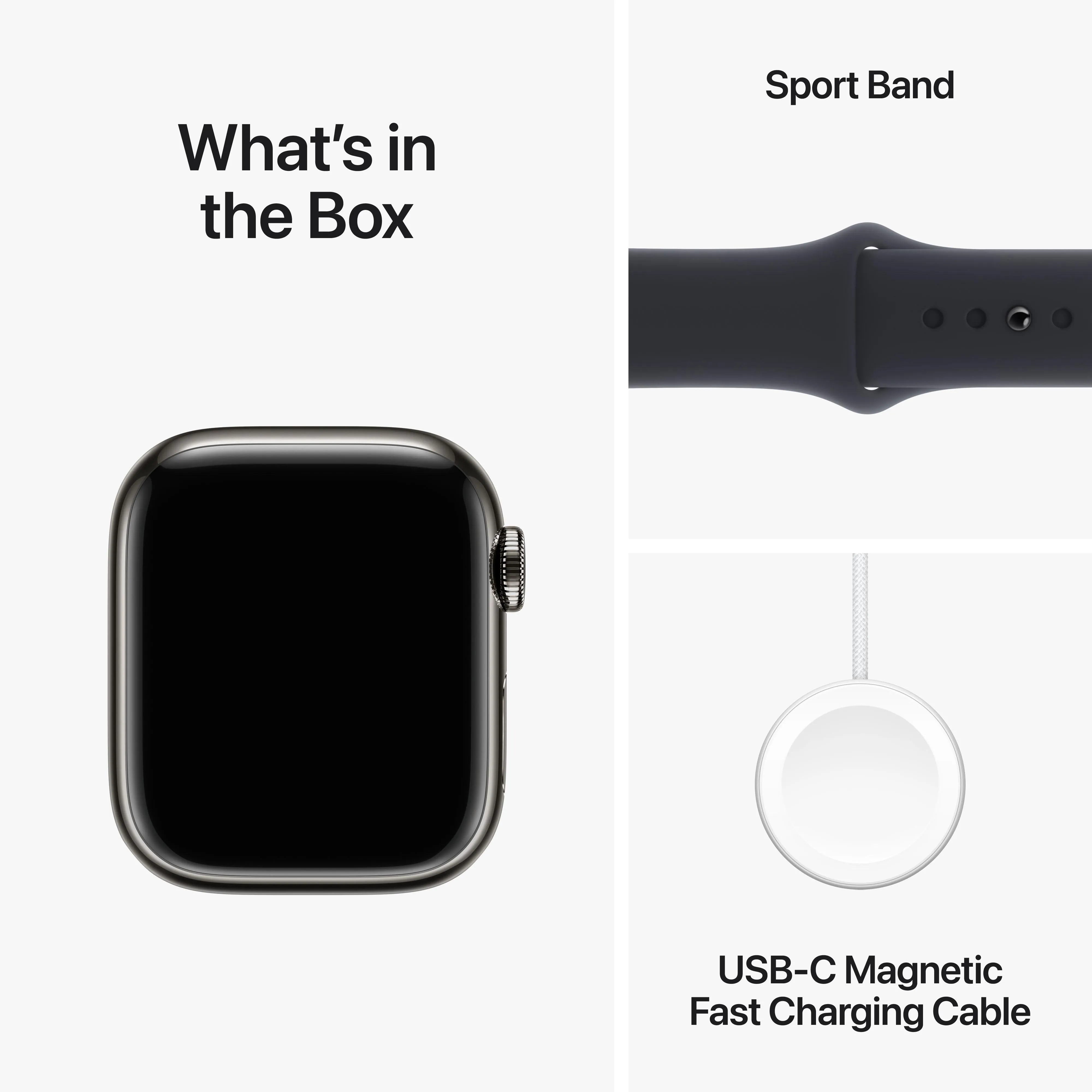 Apple Watch Series 9 GPS   Cellular 41mm Graphite Stainless Steel Case with Midnight Sport Band - M/L