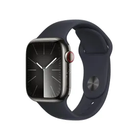 Apple Watch Series 9 GPS   Cellular 41mm Graphite Stainless Steel Case with Midnight Sport Band - S/M