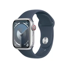 Apple Watch Series 9 GPS   Cellular 41mm Silver Aluminium Case with Storm Blue Sport Band - M/L