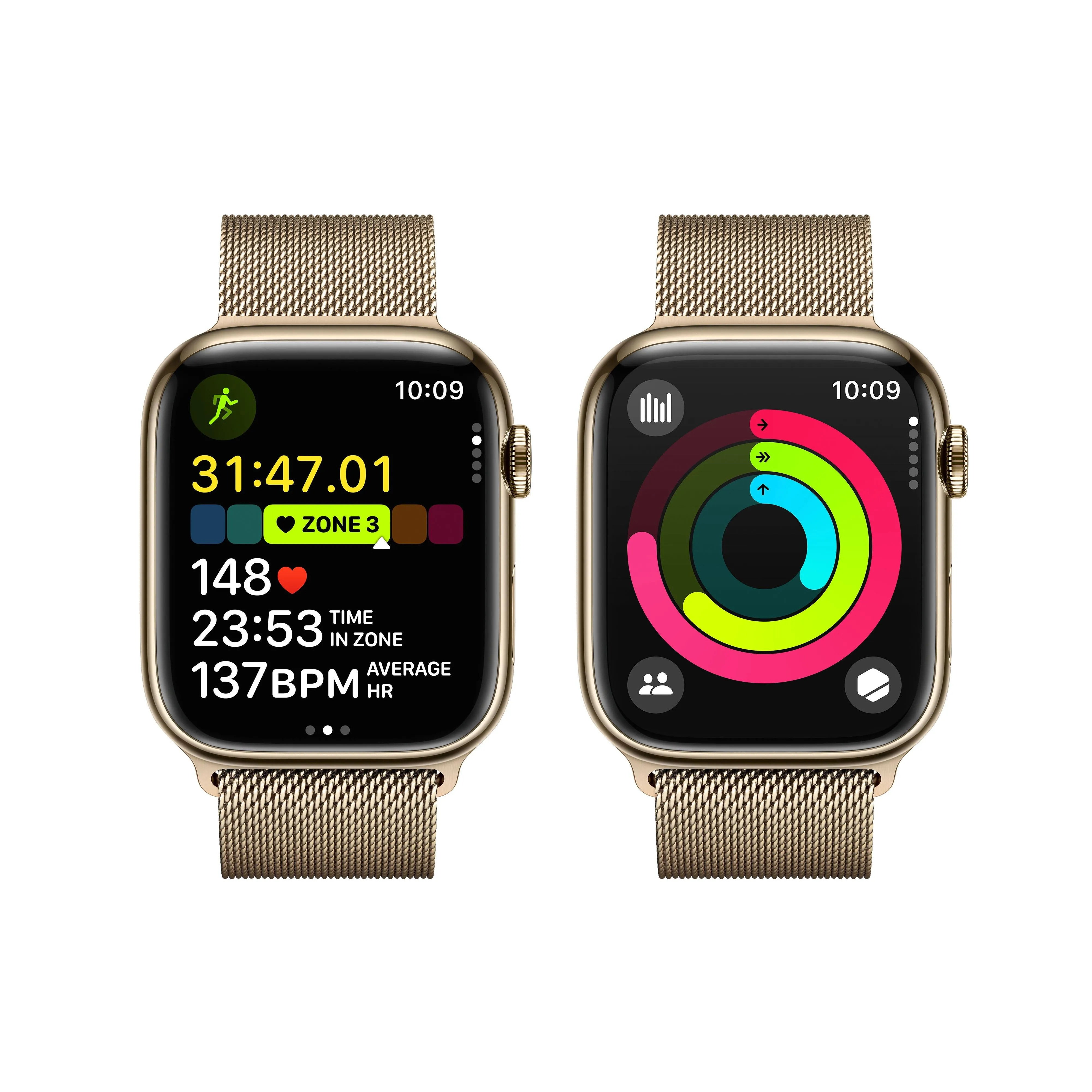 Apple Watch Series 9 GPS   Cellular 45mm Gold Stainless Steel Case with Gold Milanese Loop