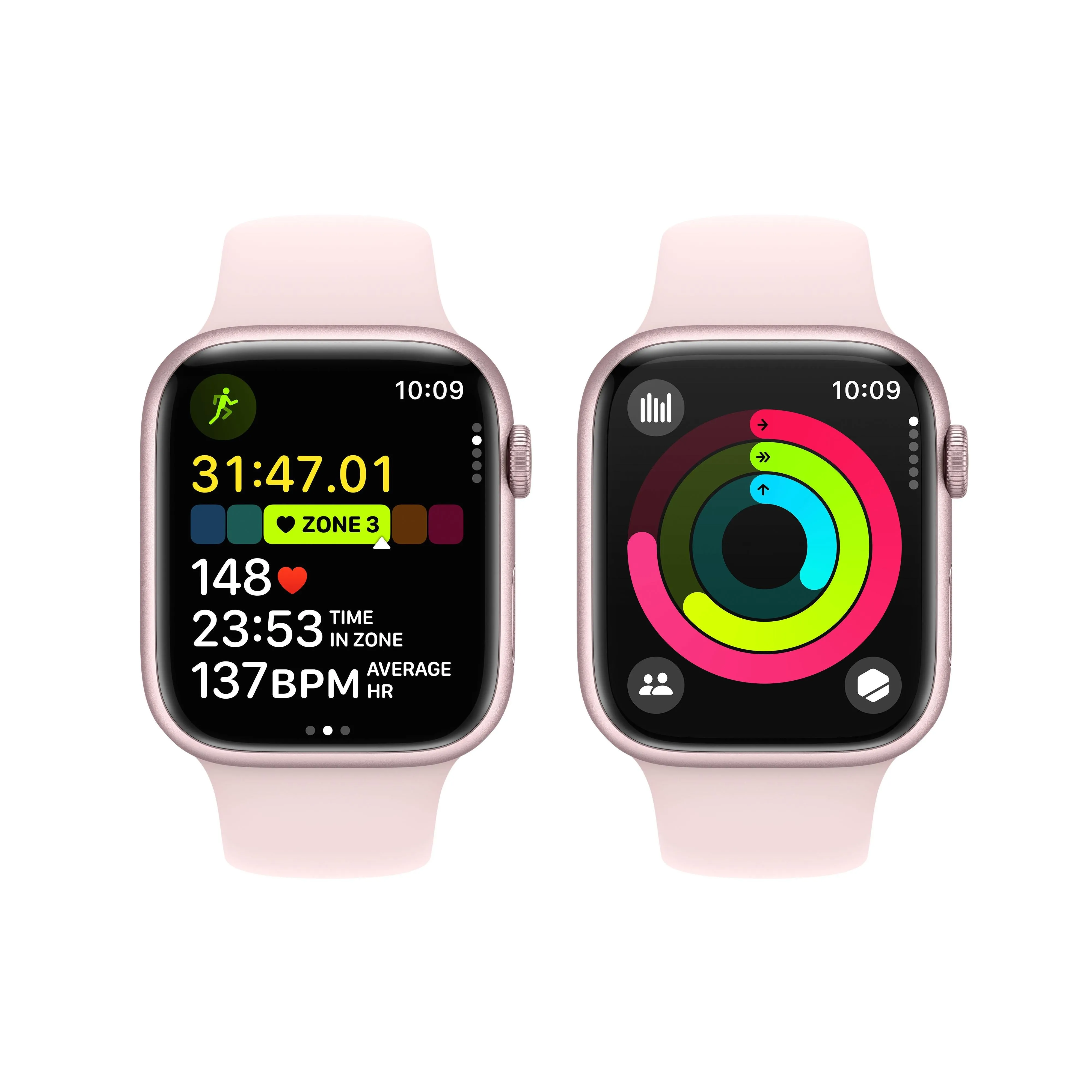 Apple Watch Series 9 GPS   Cellular 45mm Pink Aluminium Case with Light Pink Sport Band - M/L