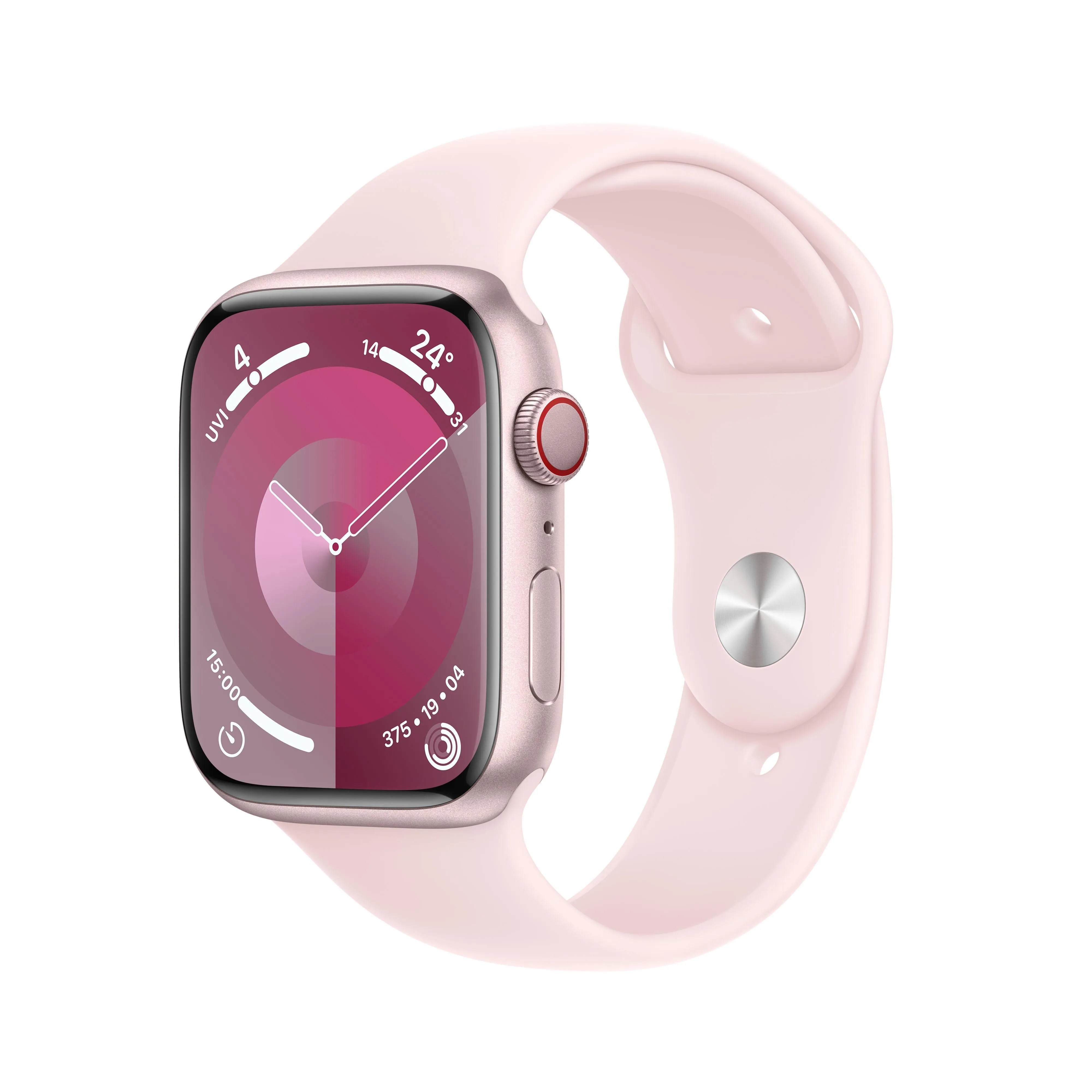 Apple Watch Series 9 GPS   Cellular 45mm Pink Aluminium Case with Light Pink Sport Band - M/L