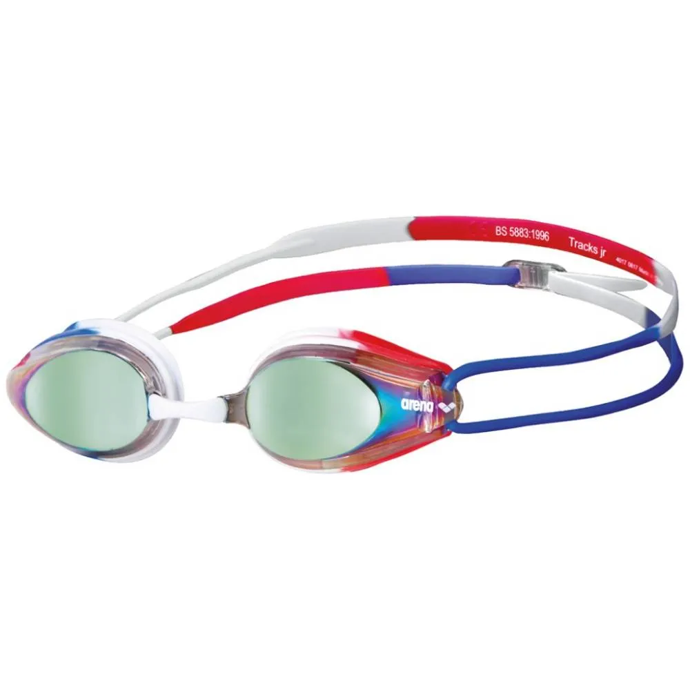 ARENA Adult Tracks Mirror Swimming Goggle (Gold/Blue/Red)