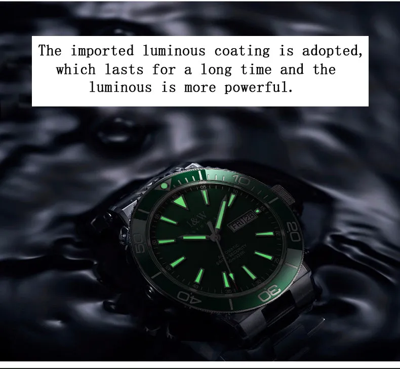 Automatic Mechanical Waterproof Diver Sports Bracelet Clasp Watches for men