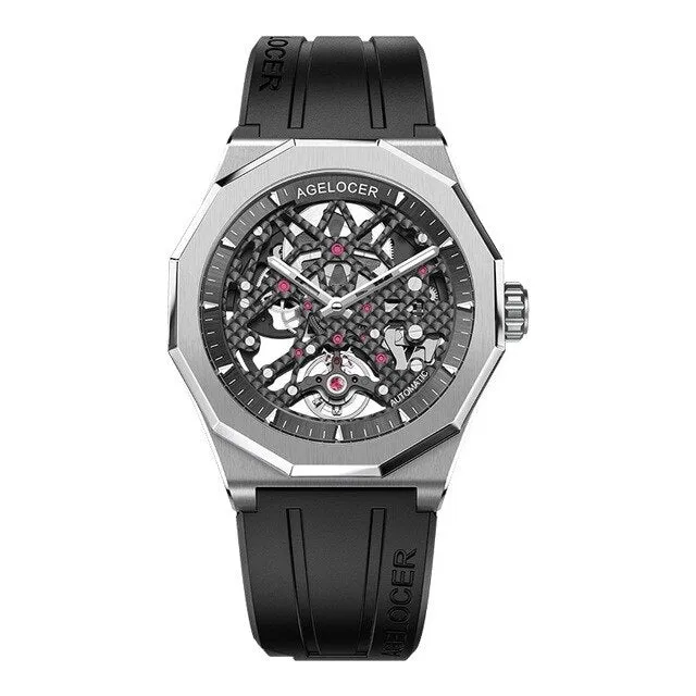 Automatic Rotary Skeleton Mechanical Movement Luminous Watches for Men