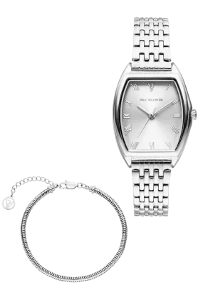 Avenue Watch & Bracelet Set Silver