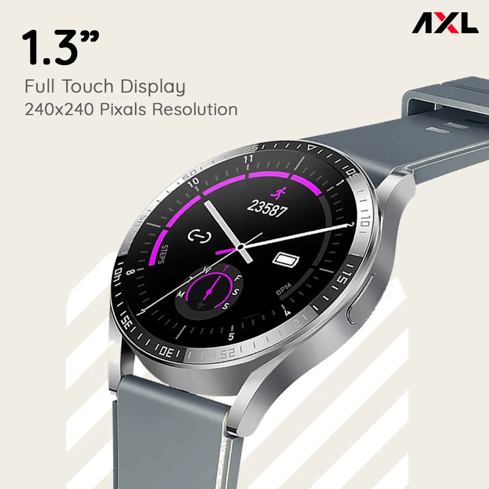 AXL Pulse LifeFit Bluetooth Smart Watch in Black/Grey | Full Touchscreen | Integrated Health & Multi Fitness Features with 24/7 Heart Rate Monitor | Long-Lasting Battery for 10-15 Days | IP67 Waterproof 