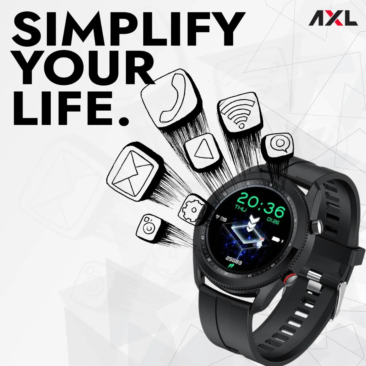 AXL Rider 1.28" Smart Watch with Call Function, Bluetooth Calling, Multi Sports Modes, Spo2 &amp; Heart Rate Monitoring, Waterproof- Jet Black