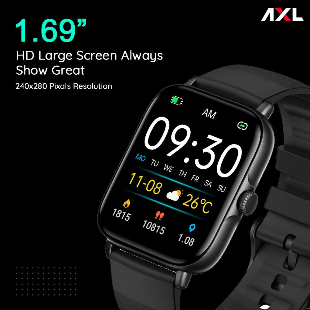 AXL Versa-01 Full Touch BT Calling | Health & Fitness Smartwatch with 24/7 Heart Rate | Up to 7-8 Days Battery Life