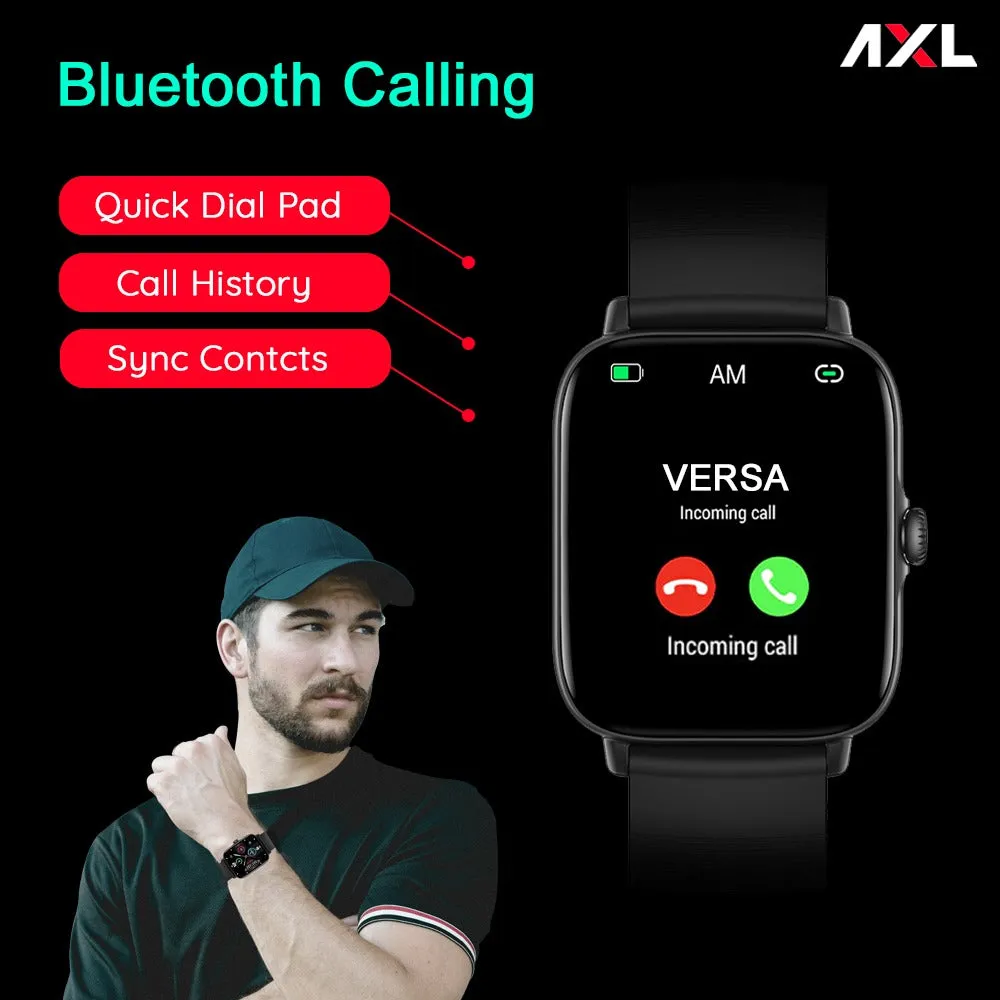 AXL Versa-01 Full Touch BT Calling | Health & Fitness Smartwatch with 24/7 Heart Rate | Up to 7-8 Days Battery Life