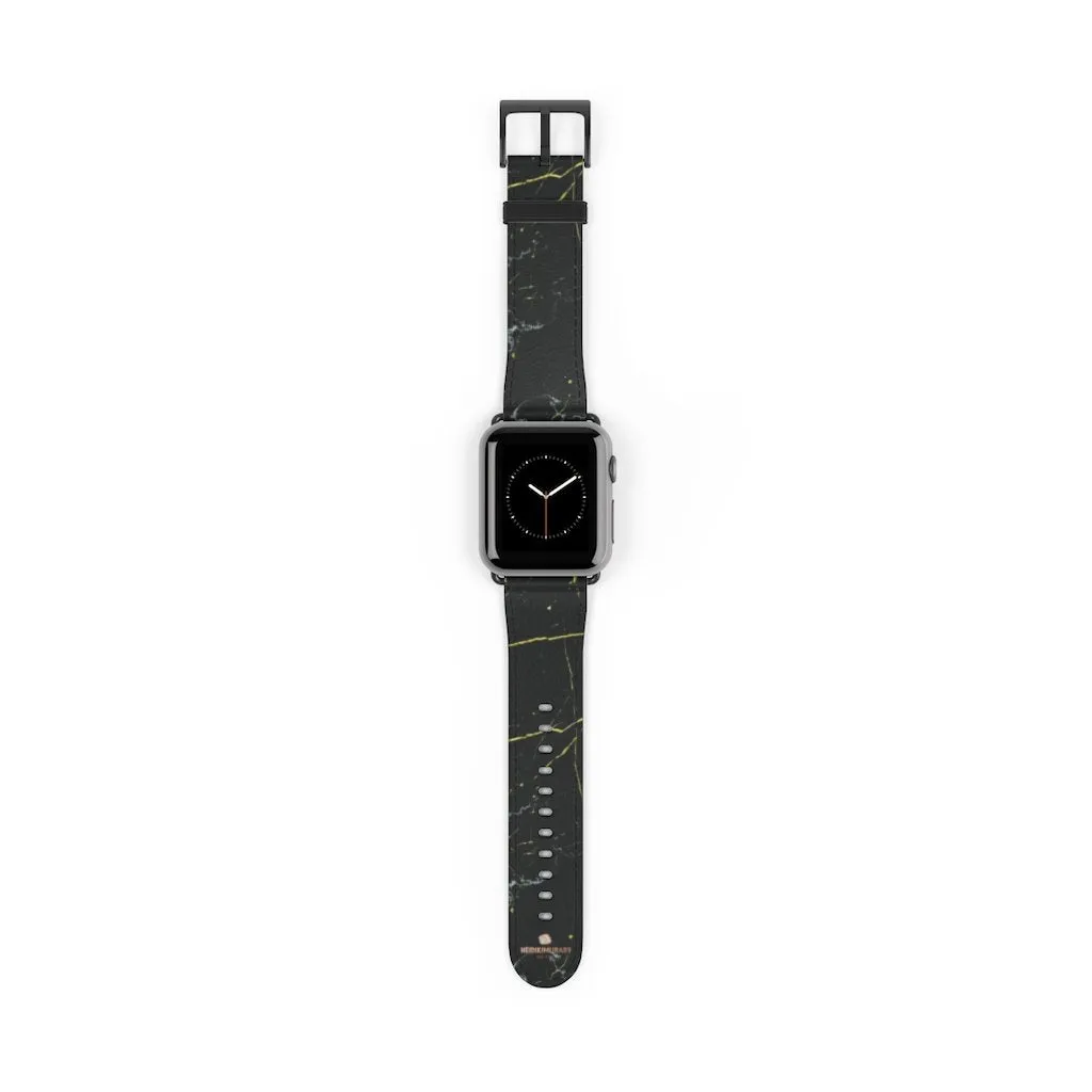 Black Marble Print Apple Watch Band, 38mm/42mm Band For Apple Watch- Made in USA