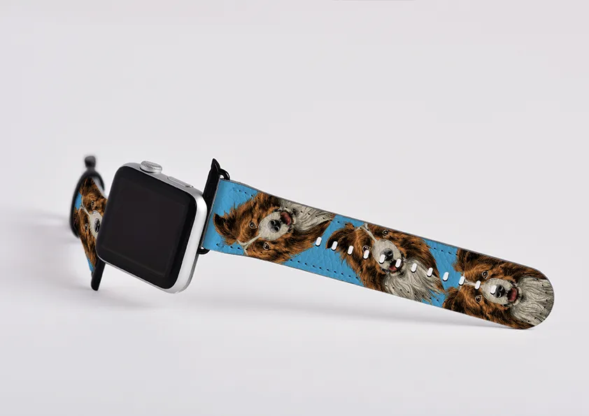 Border Collie Mell Blue Apple Watch Strap