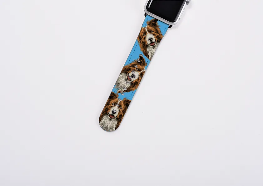 Border Collie Mell Blue Apple Watch Strap