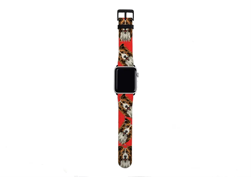 Border Collie Mell Red Apple Watch Strap