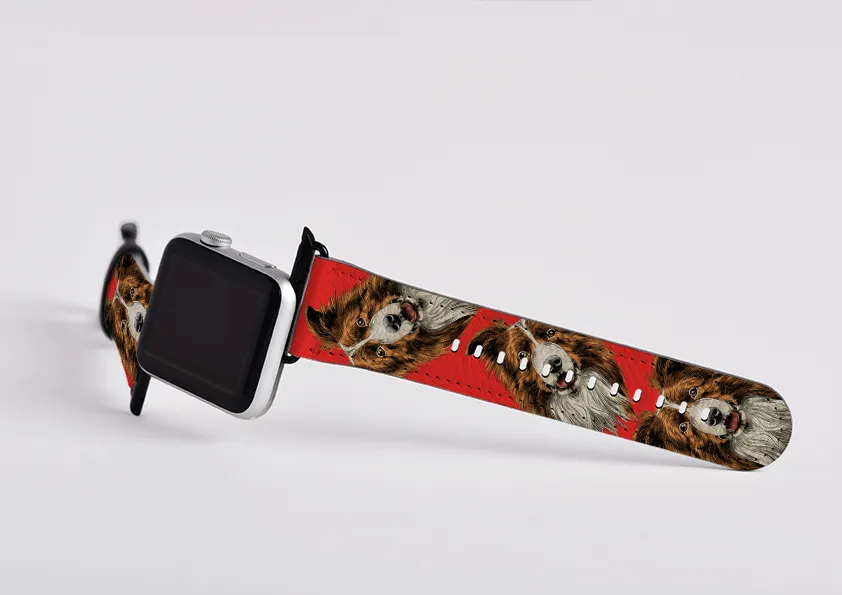 Border Collie Mell Red Apple Watch Strap