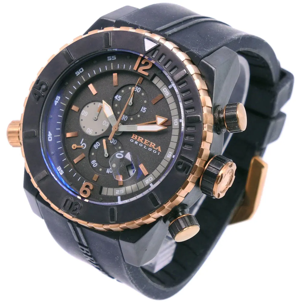 BRERA OROLOGI Watches Quartz BRDVC47 Stainless Steel, Rubber black Chronograph black dial mens Used Authentic