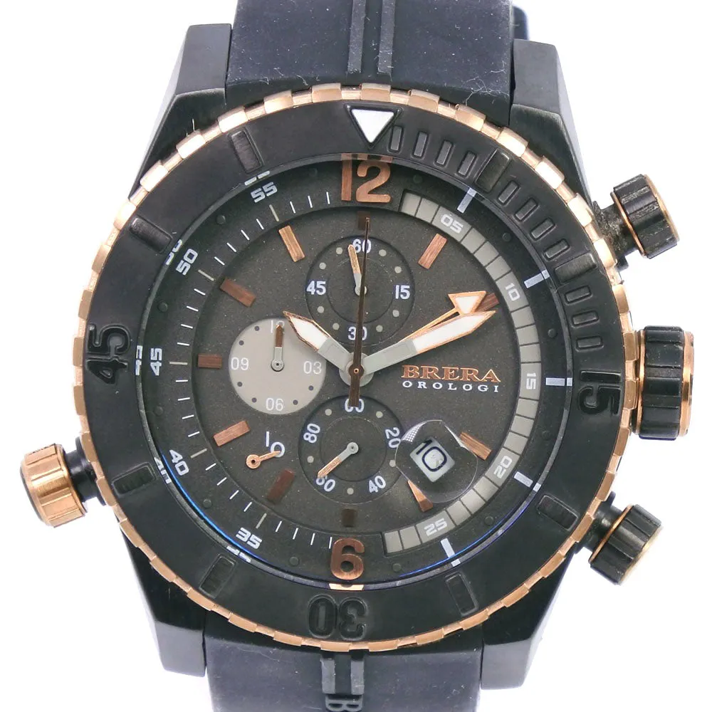 BRERA OROLOGI Watches Quartz BRDVC47 Stainless Steel, Rubber black Chronograph black dial mens Used Authentic