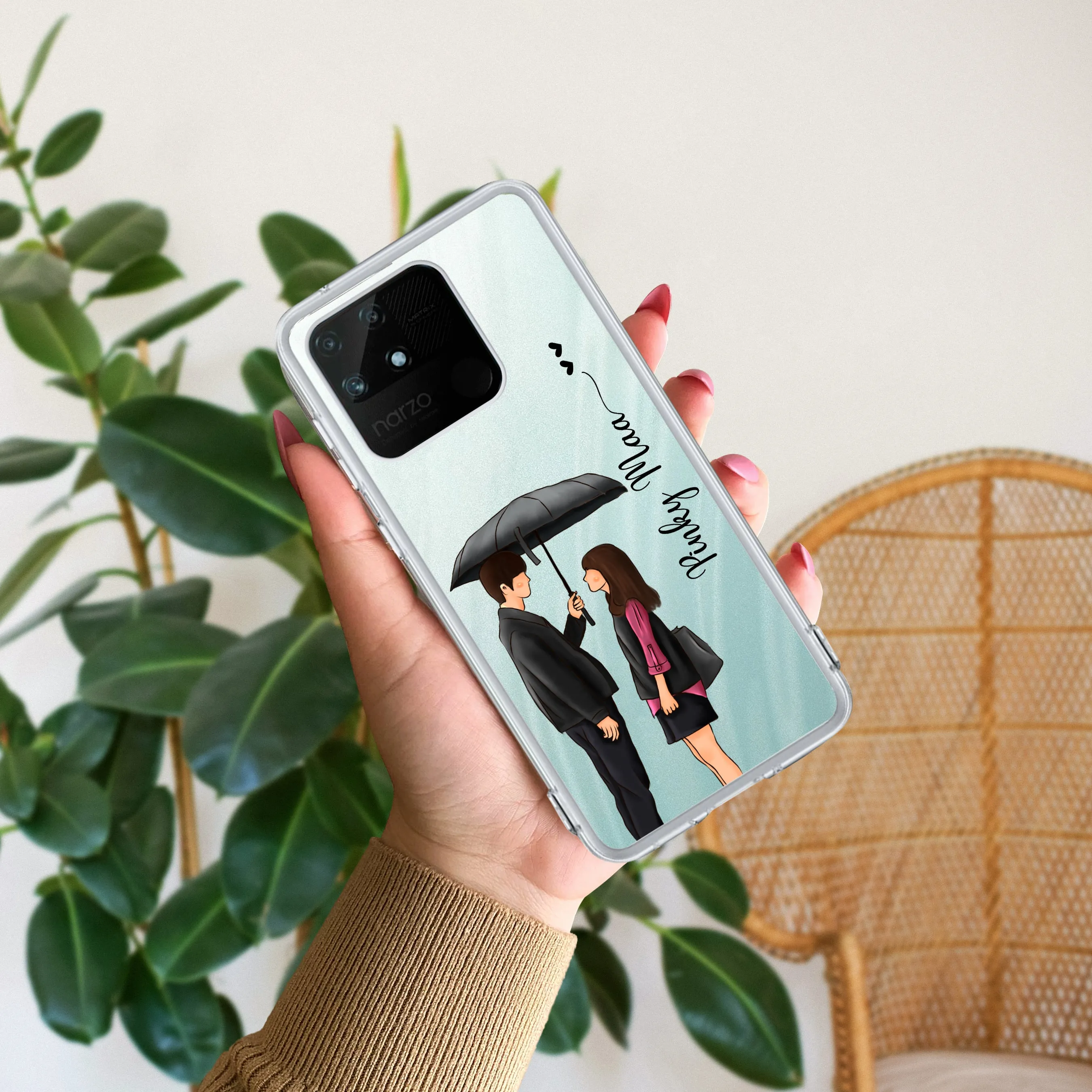 Caring Couple Customize Transparent Silicon Case For Realme/Narzo