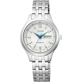 CITIZEN COLLECTION AUTOMATIC MECHANICAL ANALOG SILVER STRAP LADIES WATCH PD7150-54A