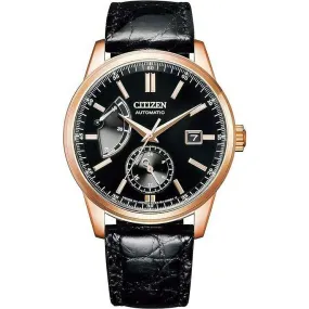 CITIZEN COLLECTION MECHANICAL ANALOG MULTI-HAND CLASSICAL LINE BLACK & GOLD MEN WATCH NB3002-00E