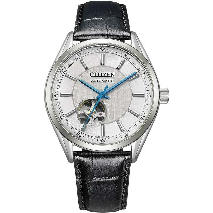 CITIZEN COLLECTION MECHANICAL AUTOMATIC OPEN HEART SILVER DIAL MEN WATCH NH9111-11B