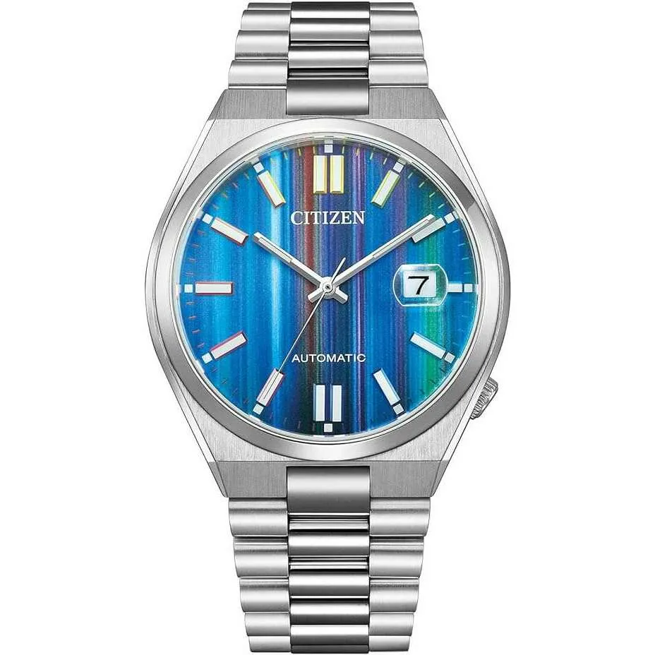 CITIZEN COLLECTION TSUYOSA MODEL MECHANICAL SILVER & BLUE MEN WATCH NJ0151-53W