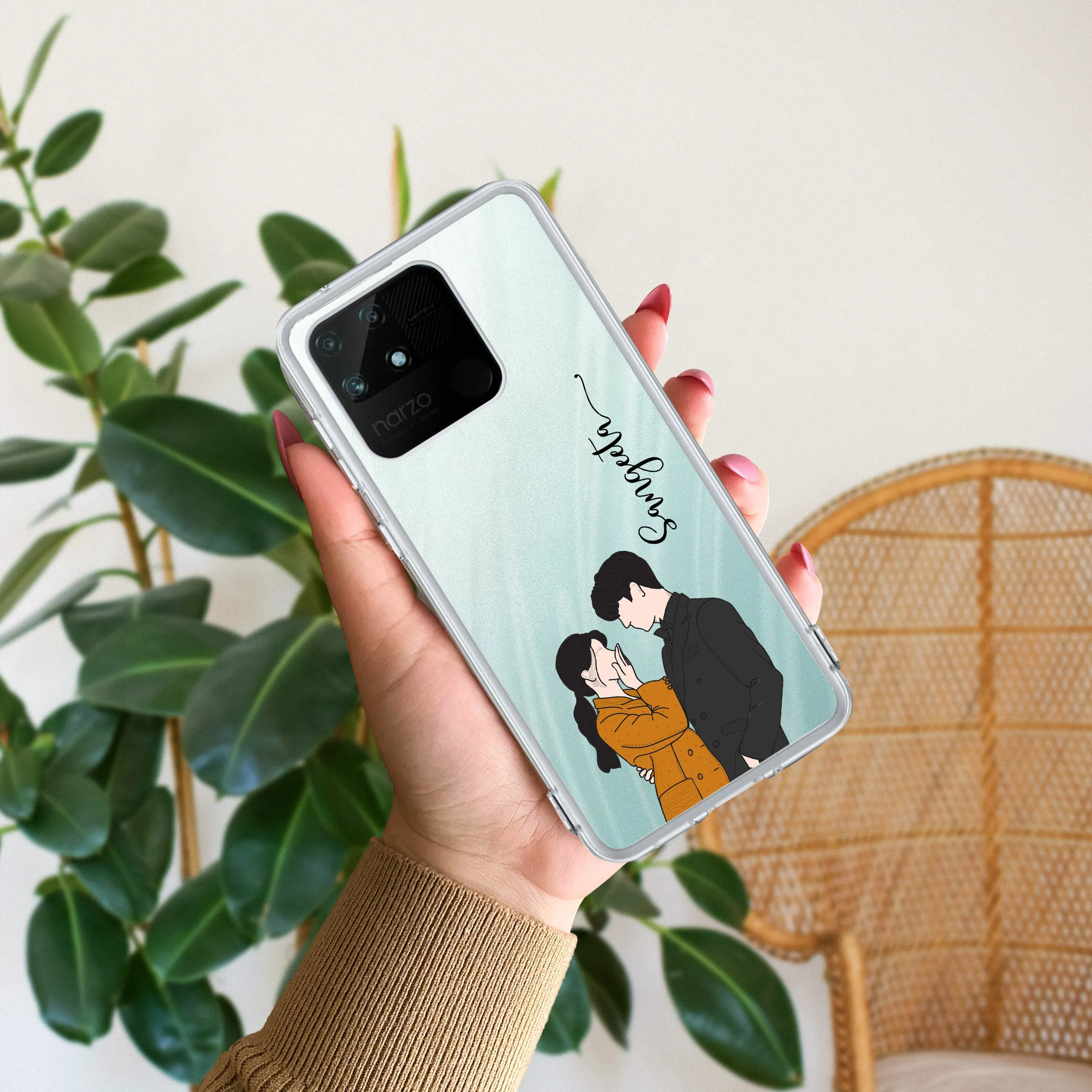 Couple Customize Transparent Silicon Case For Realme/Narzo