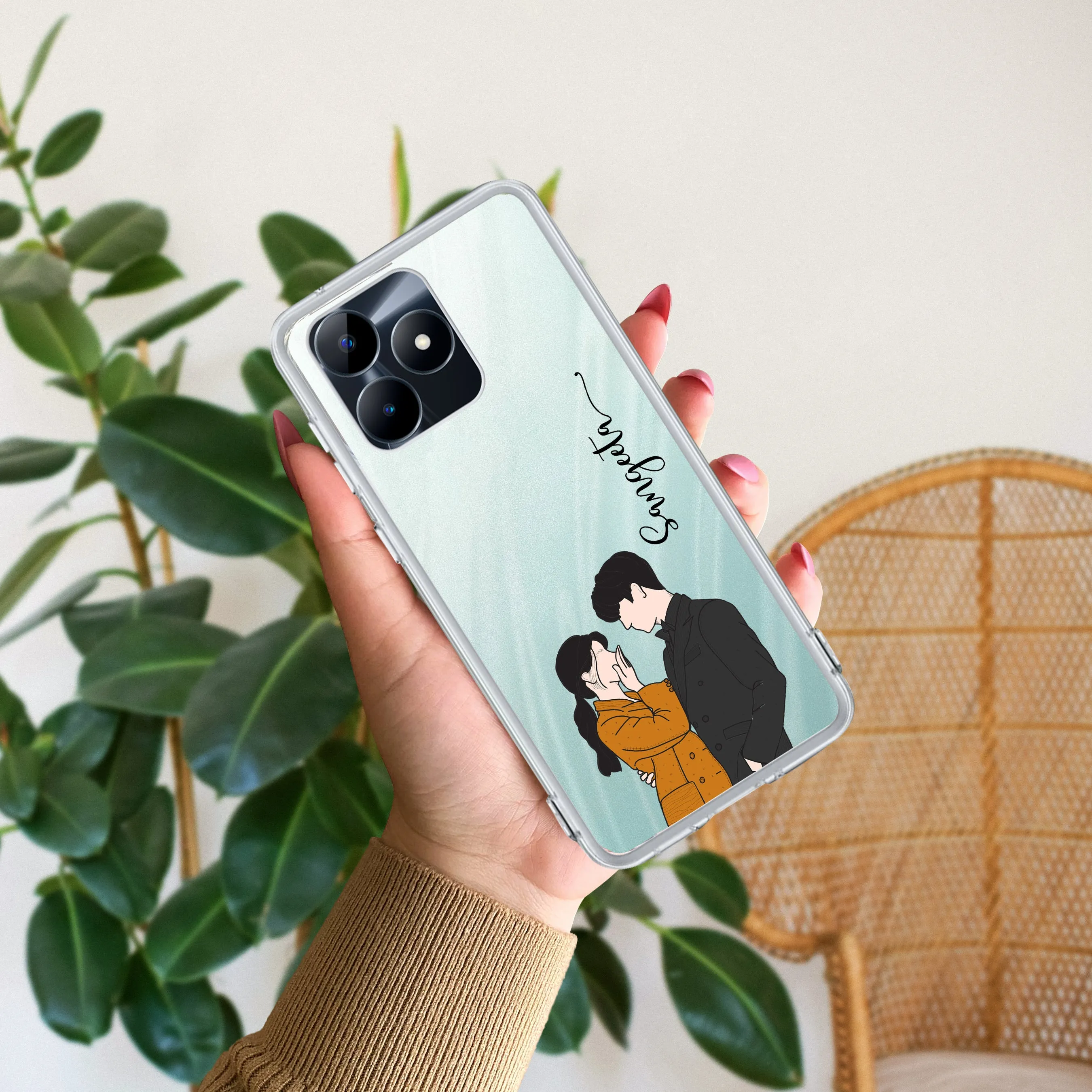 Couple Customize Transparent Silicon Case For Realme/Narzo