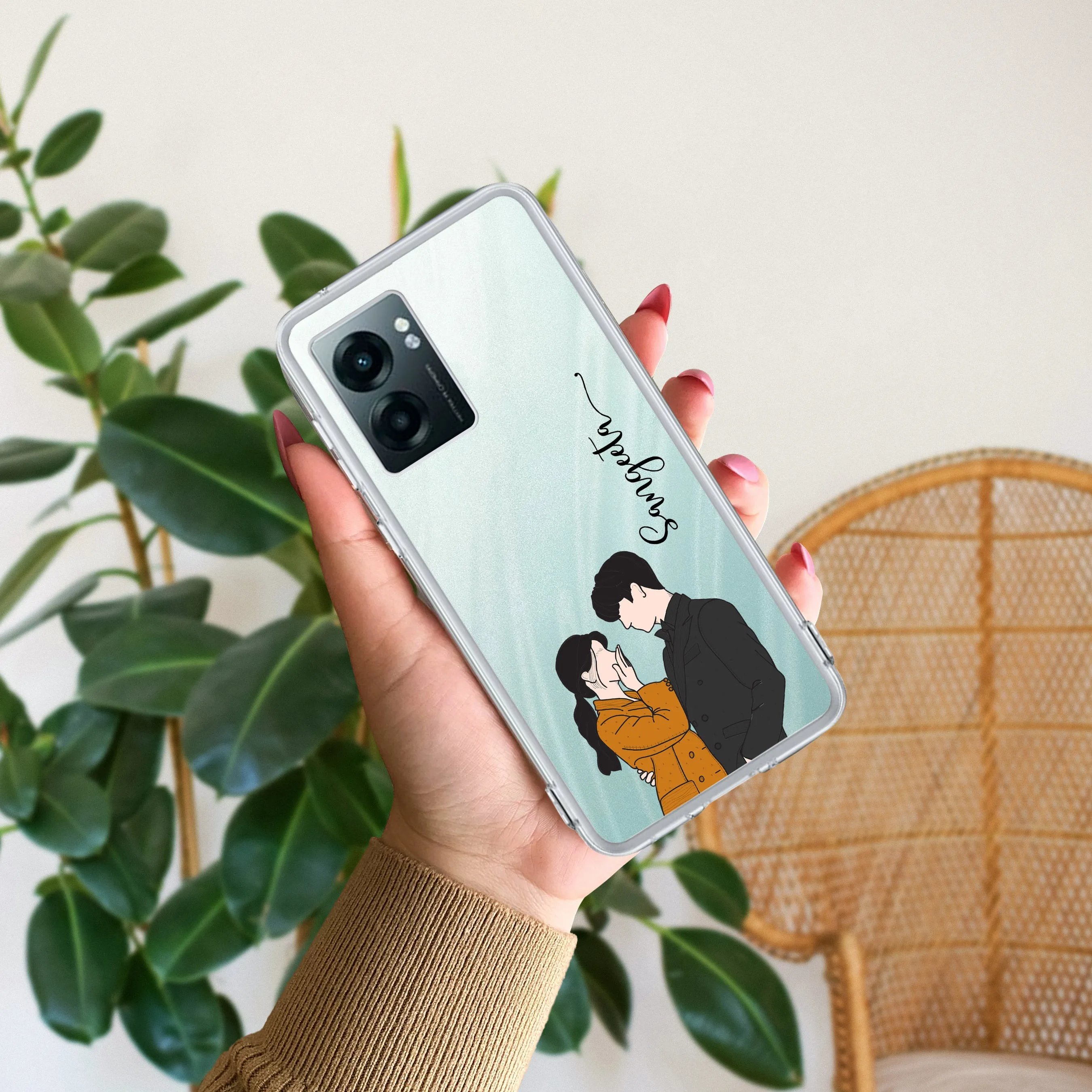 Couple Customize Transparent Silicon Case For Realme/Narzo