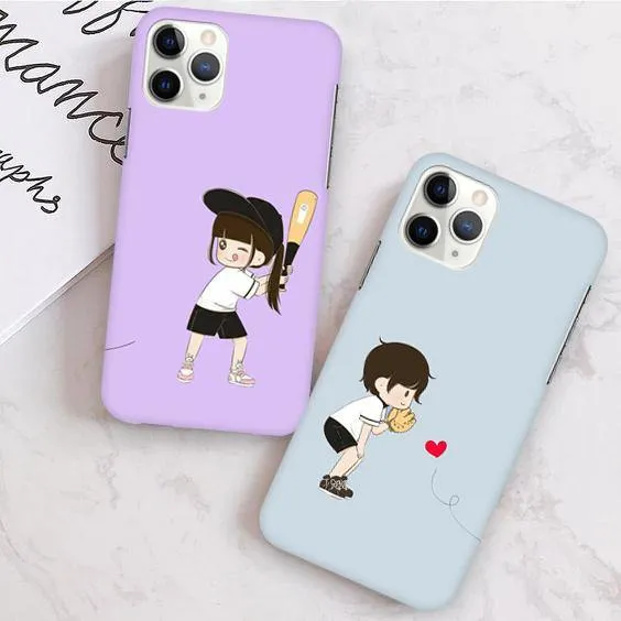 Couple Print Slim Matte Phone Case Cover