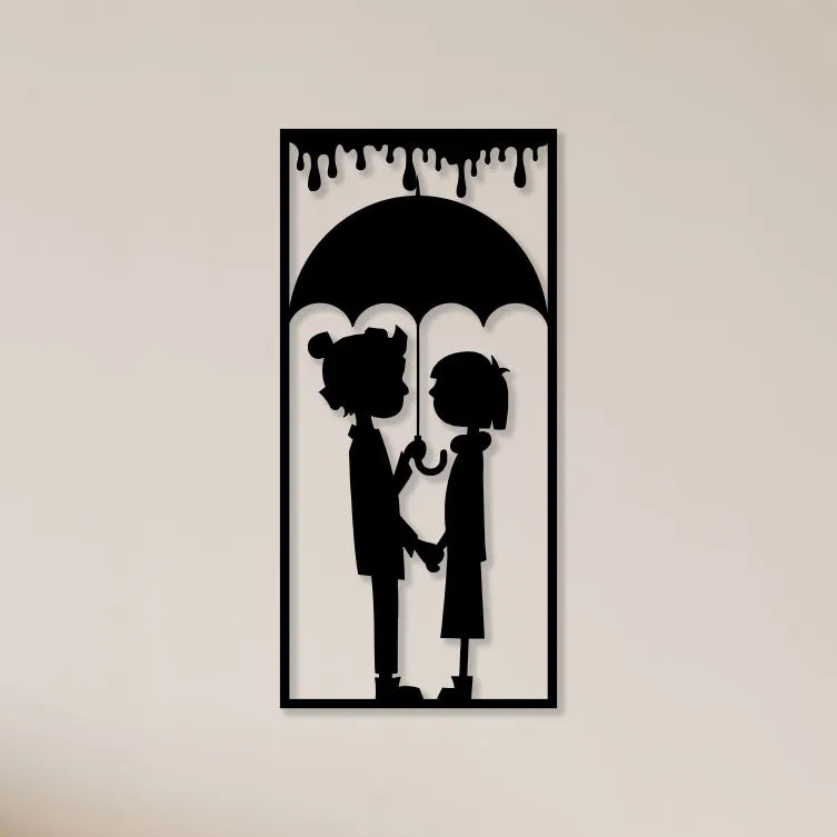 Couple With Umbrella Metal Wall Art