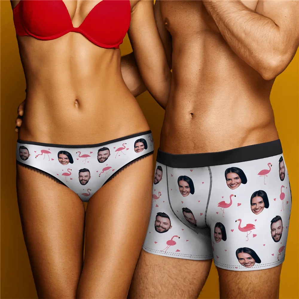 Couple Women's Custom Flamingo And Face On Panties